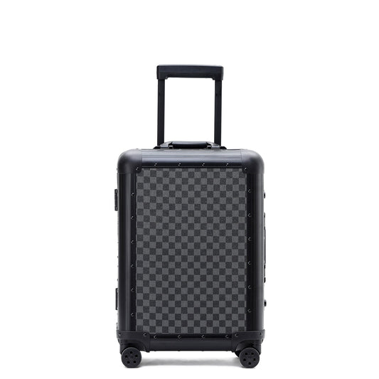 Black Aluminium Checkerboard Suitcase