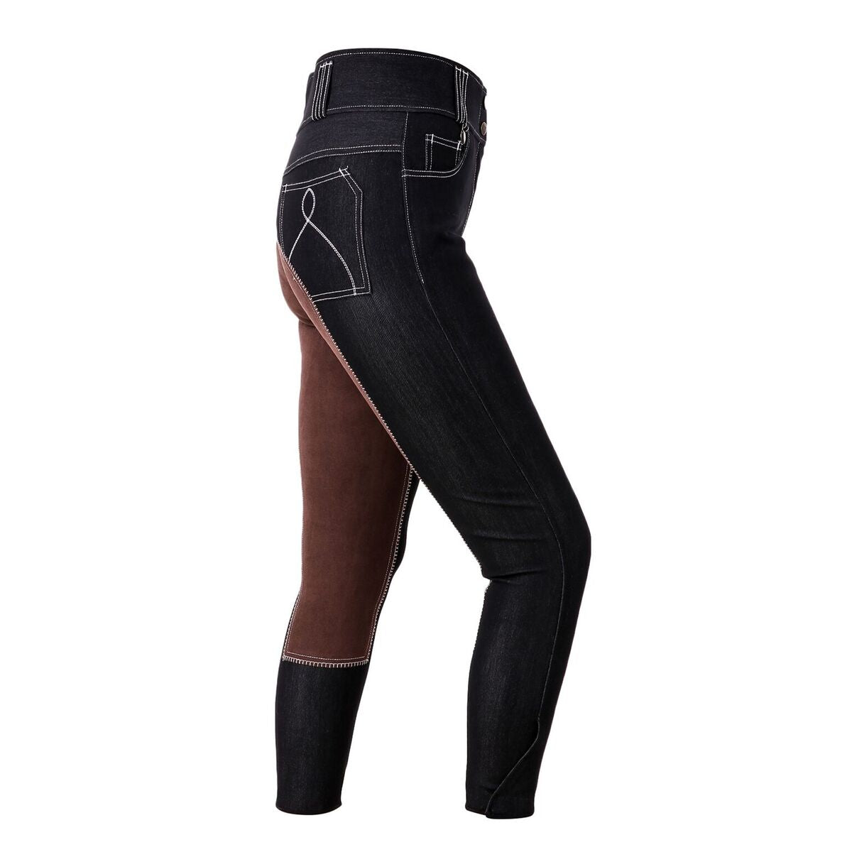 Black Denim Brown Contrast Clarino Full Seat Breeches