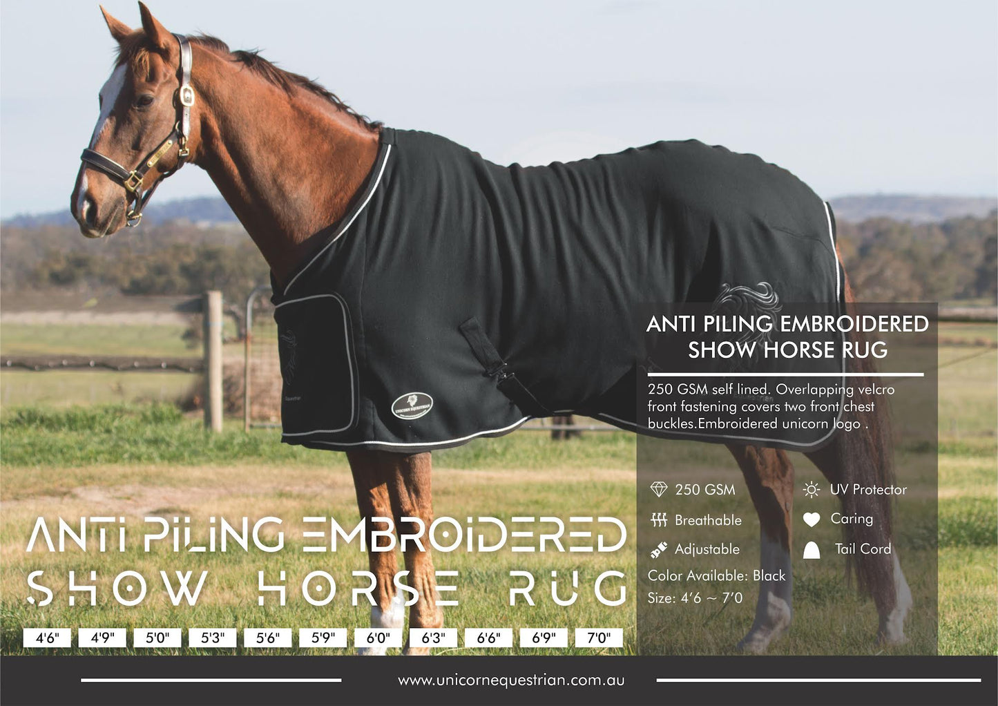 Unicorn Embroidered Anti Piling Show Fleece Horse Rug