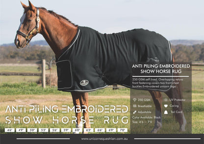 Unicorn Embroidered Anti Piling Show Fleece Horse Rug