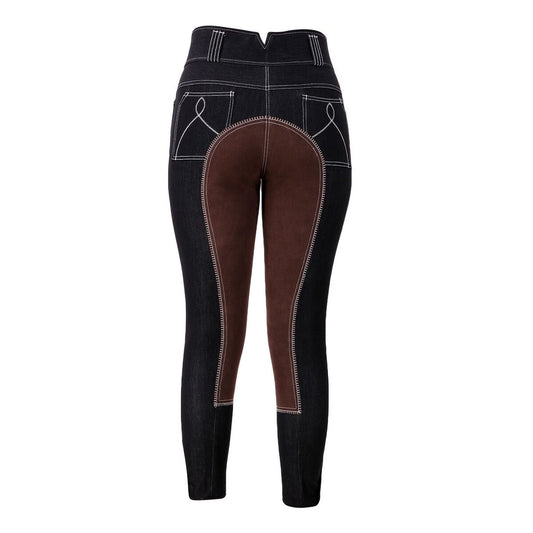 Black Denim Brown Contrast Clarino Full Seat Breeches