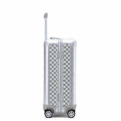 Silver Aluminium Checkerboard Suitcase