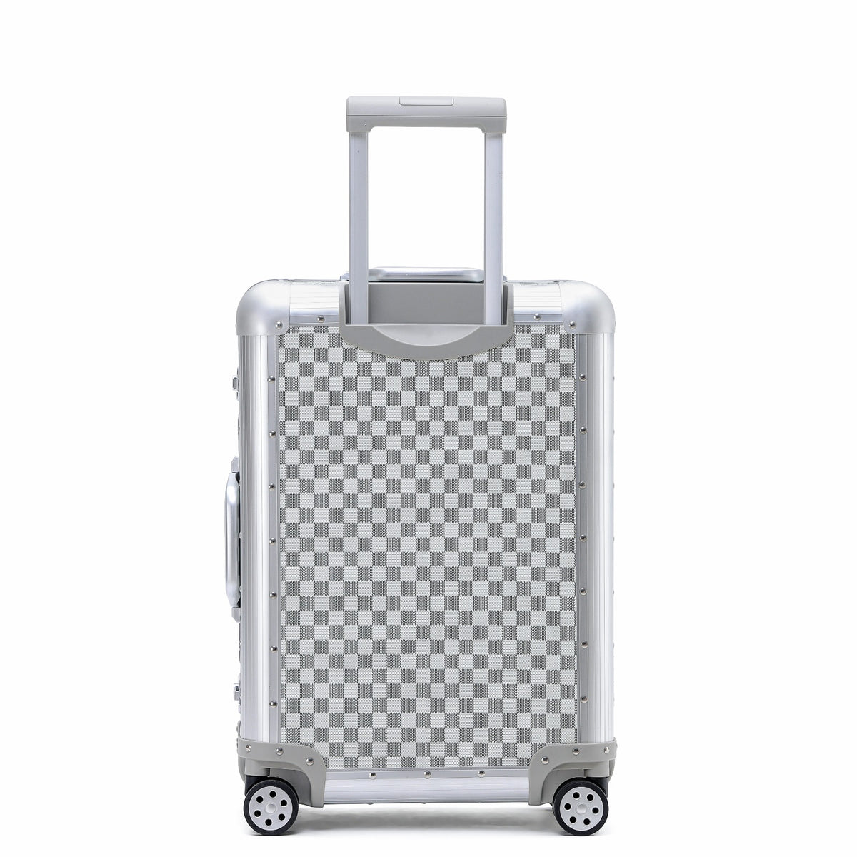 Silver Aluminium Checkerboard Suitcase