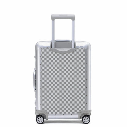Silver Aluminium Checkerboard Suitcase