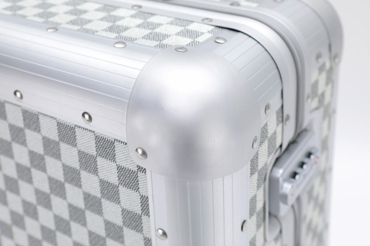 Silver Aluminium Checkerboard Suitcase