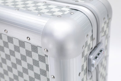 Silver Aluminium Checkerboard Suitcase