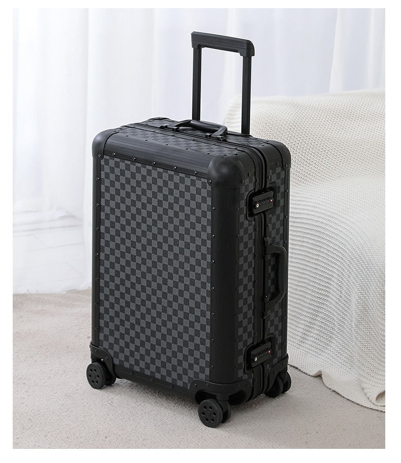 Black Aluminium Checkerboard Suitcase