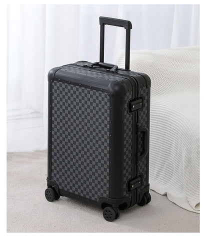 Black Aluminium Checkerboard Suitcase