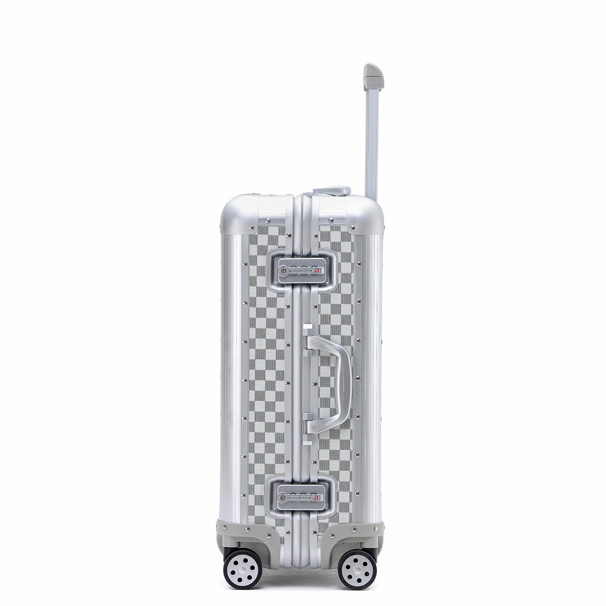Silver Aluminium Checkerboard Suitcase