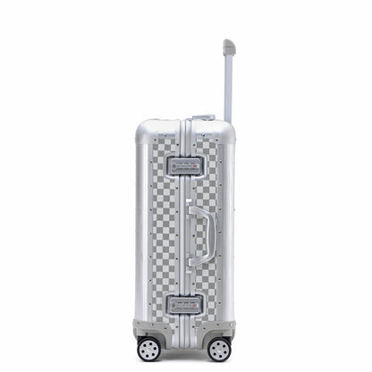 Silver Aluminium Checkerboard Suitcase