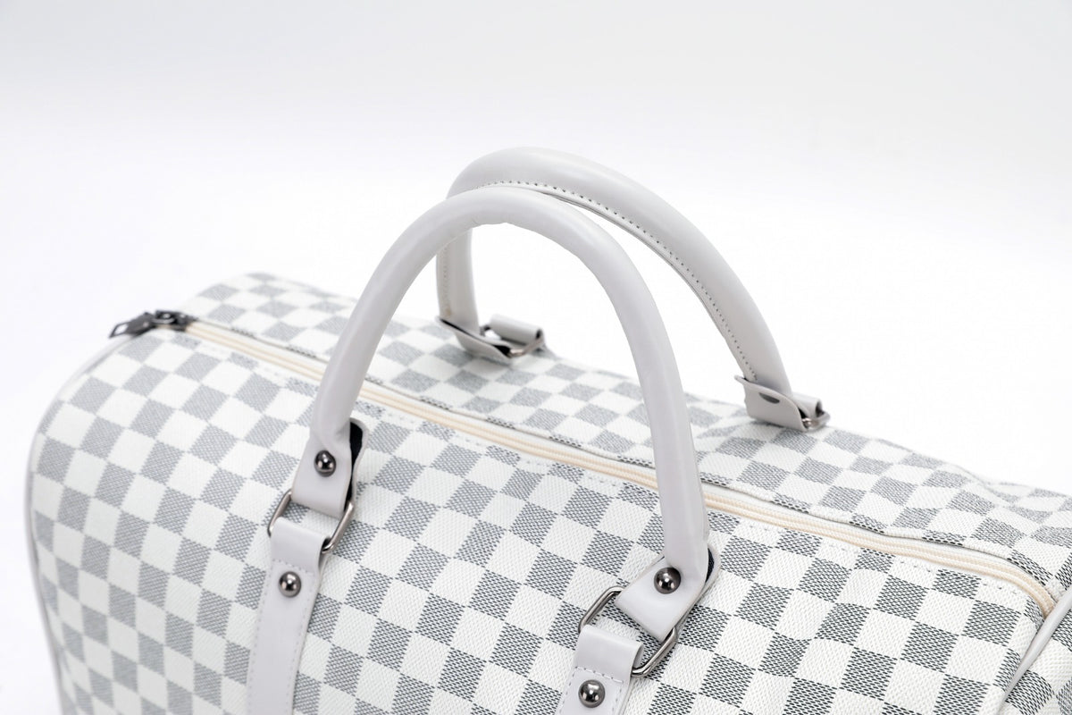 Silver duffel bag handles